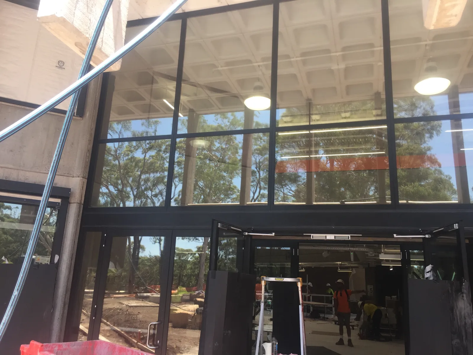 Large BAL-FZ entry glazing with fixed highlights during installation